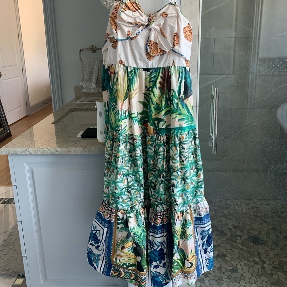FARM RIO Mixed Prints Bow Sleeveless Midi Dress - Picture 8 of 15